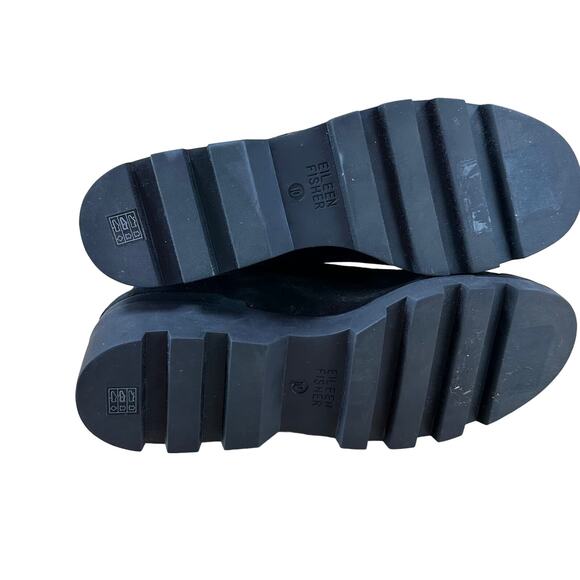 Eileen Fisher NWOB Splash Waterproof Suede Black Wedge Bootie Size 10 Lug Sole - Picture 6 of 7